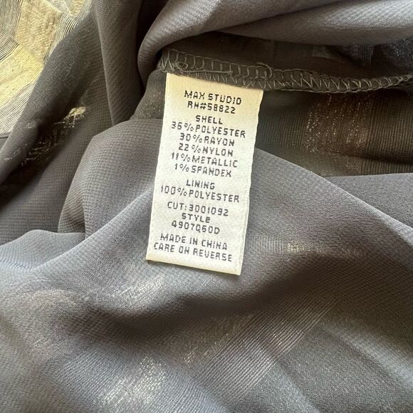 Max Studio Metallic Silver & Grey Pleated Stretchy Fit & Flare Dress - Picture 11 of 11